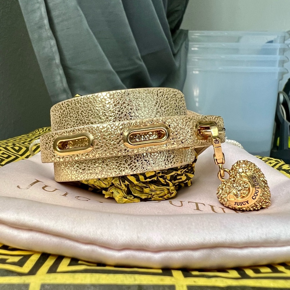 BRAND NEW W BAG! Juicy Couture Leather Pink/dusty Rose Metallic Cuff Wrap Around